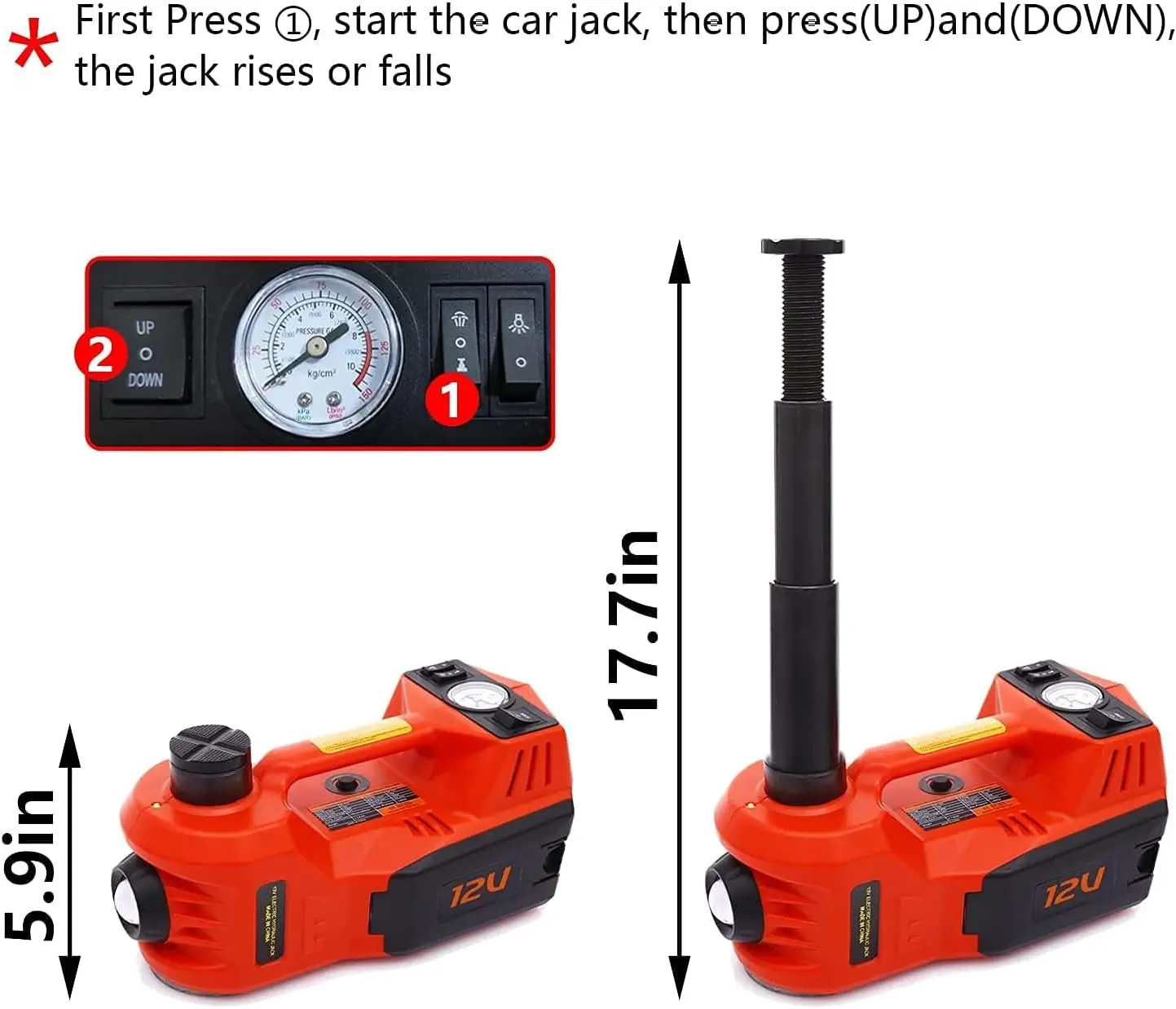 5 Ton Hydraulic Trolley Floor Jack Car Jack Kit 5Ton DC 12V Electric Hydraulic Car Jack Lift