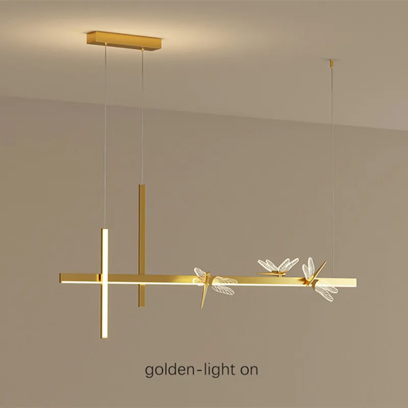 

Modern Chandeliers For Home Kitchen Black Creative Dragonfly Indoor Lighting Long Table Dining Room Decorate Bar Pendant Lamp
