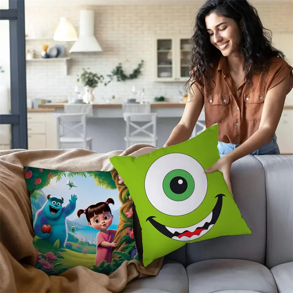 Cartoon Monsters, Inc. Pillow Covers Sofa Decorative Home Double-sided Printing Short Plush Cute Cushion Cover