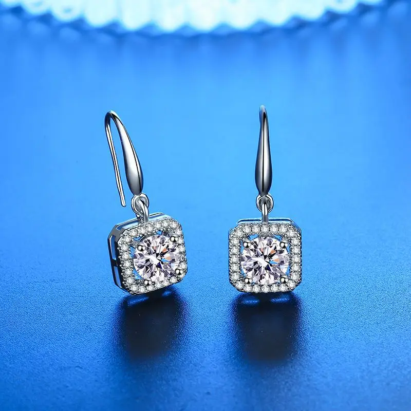 

Live Mosan diamond square bag long diamond earrings feminine ladies square ear hook earrings a hair accessories.