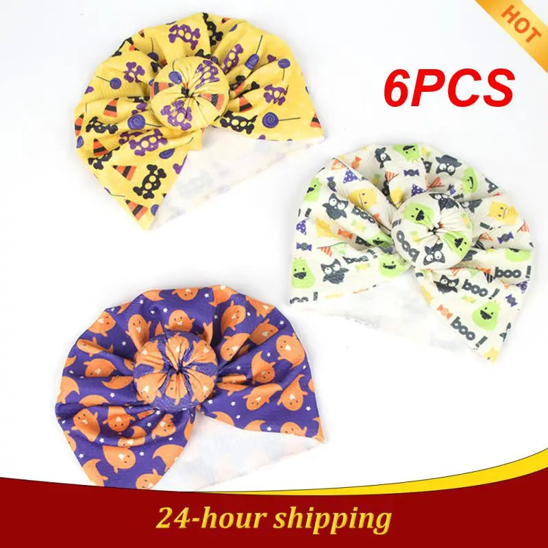 

6PCS Kids Headwear Fashion Children's Print Hat Flower Hat Winter Warm Hood Tire Indian Elastic Princess Hair Bands