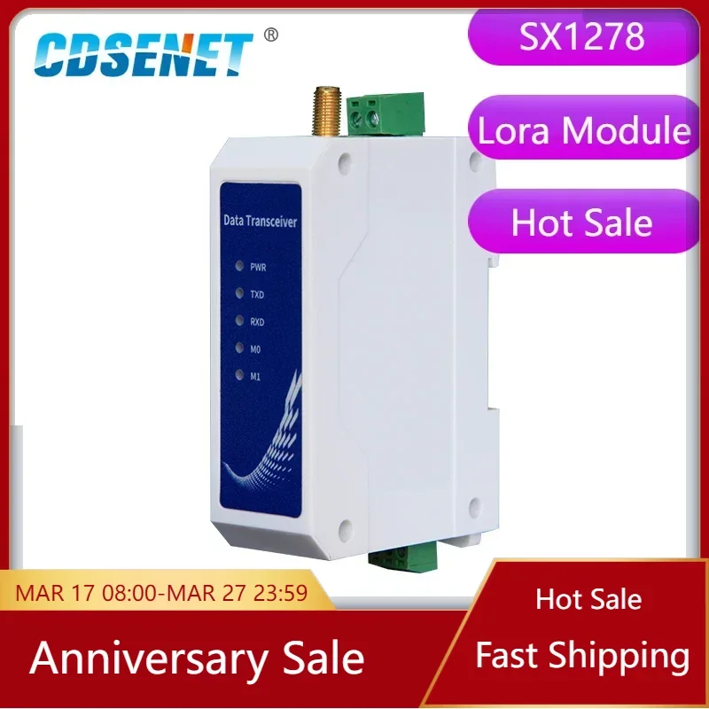 

SX1268 модем LoRa 433 МГц RS232 CDSENET Modbus большой диапазон 5 км 22 дБм беспроводной приемопередатчик реле данных Din-рейка LBT