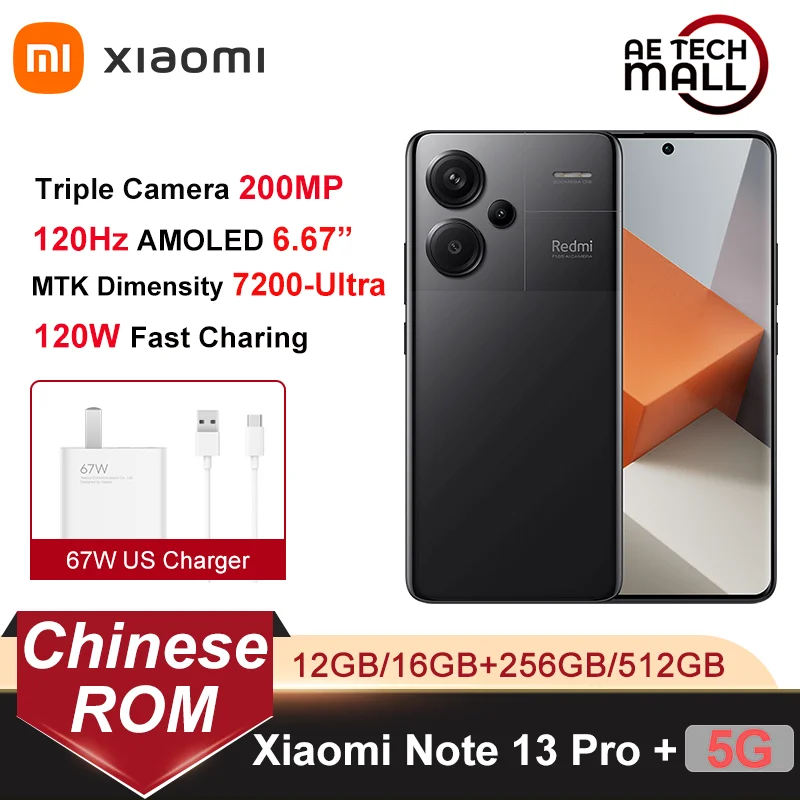 Xiaomi Redmi Note 13 Pro+ 5G Octa Core 200MP 120W Global 16GB+512GB  Smartphone