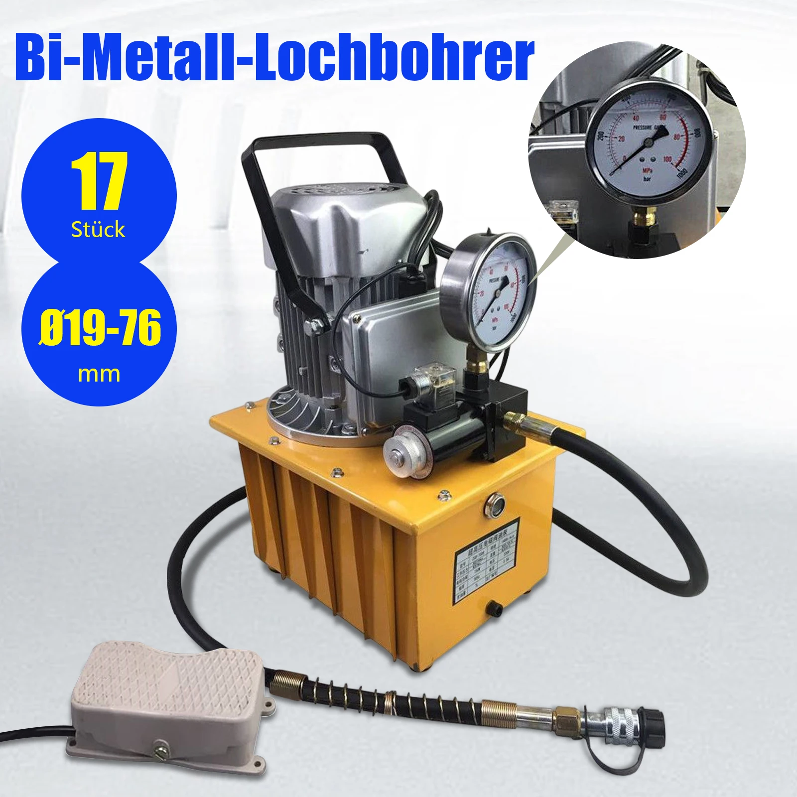 Electric Driven Hydraulic Pump Oil Pressure Pedal 750W Motor Pedal Solenoid Valve Control Mode 290Psi - 10152Psi 2