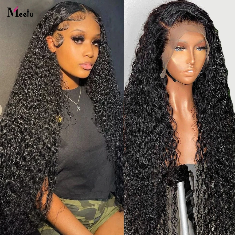 

Meetu Curly Human Hair Wig 13x4 250 Density Lace Front Human Hair Wigs For Women PrePlucked Brazilian Remy Transparent Lace Wigs