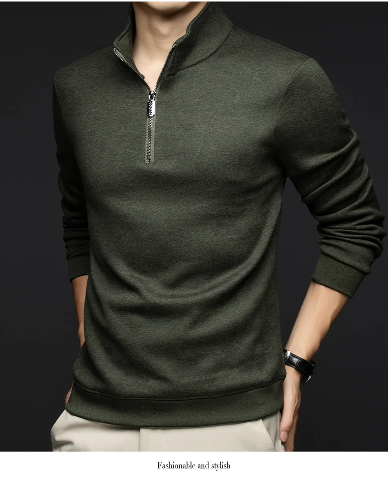 Top Grade Wool+Mulberry Silk Half Zip New Brand Casual Fashion Pullover Street Hoodies Velvet Sweatshirts Men's Clothing