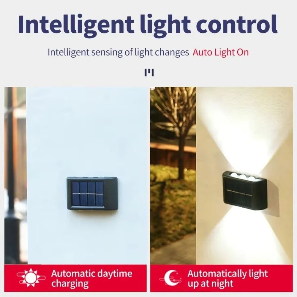 2Pcs 6 LED 구슬 태양광 벽 조명 태양열 에너지 절약 LED 야외 램프 방수 디자인 내후성