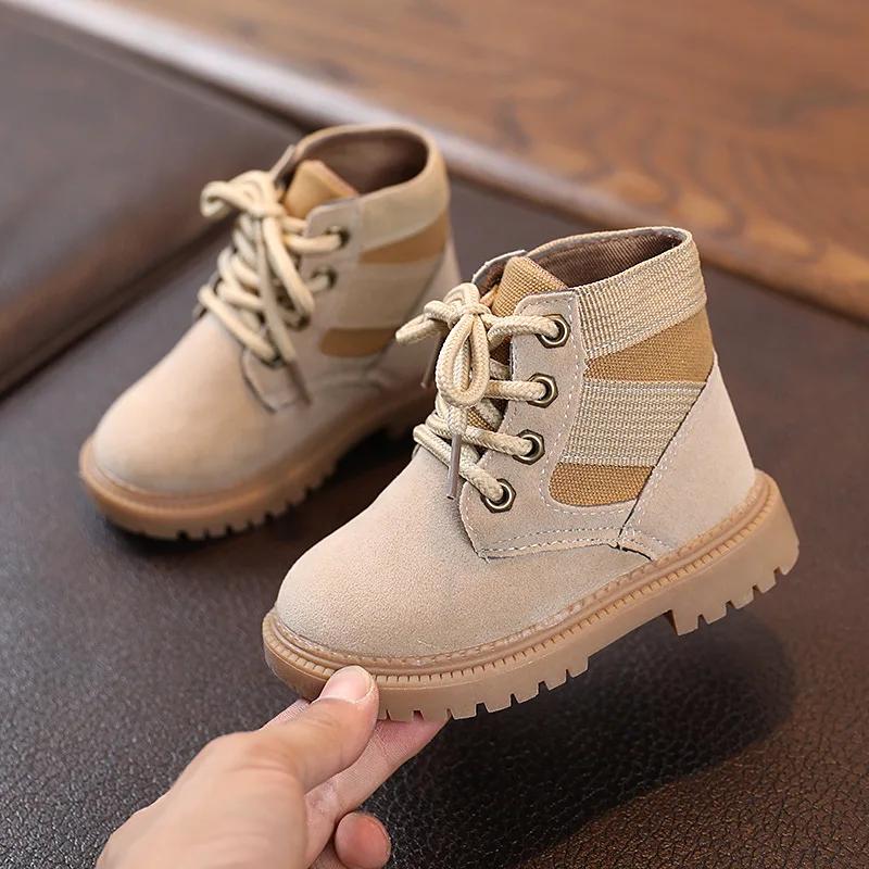 2023 Autumn New Children's Boy Desert Boots Suede Leather Lace Up Ankle Rubber Boots Retro Fashion Baby Sneakers Toddler Shoes