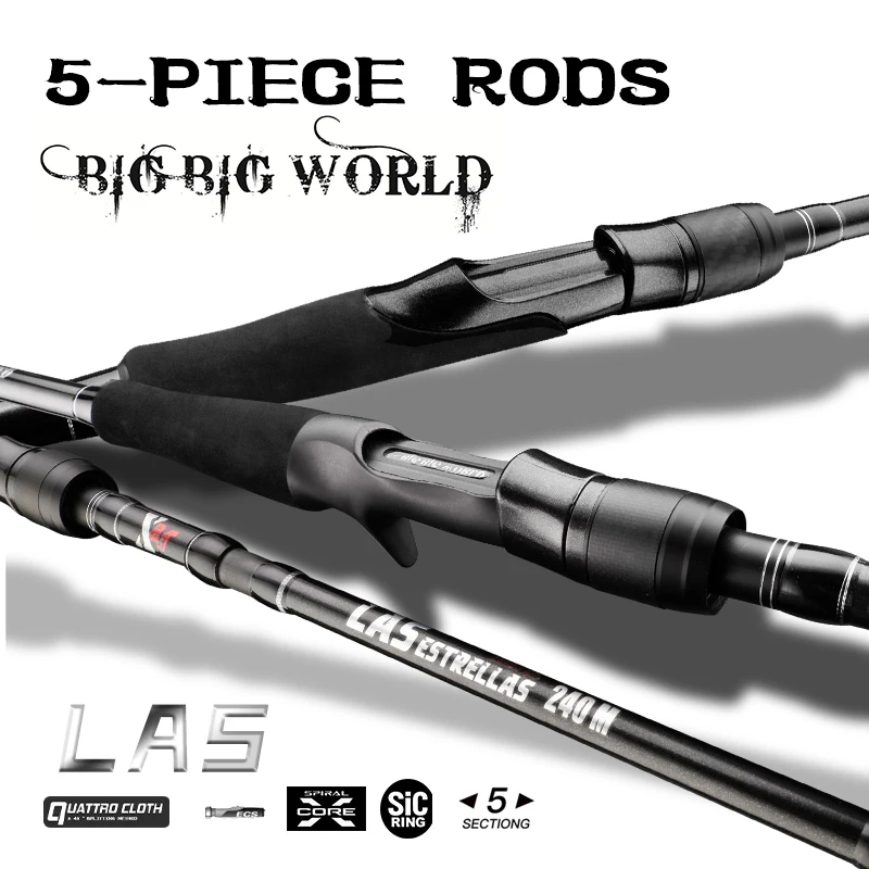 Bigbigworld Las Estrellas Carbon Spinning Casting Travel Fishing Lure Rod Kl Guide Sea Ultra Light 2.1M 2.4M 2.7M