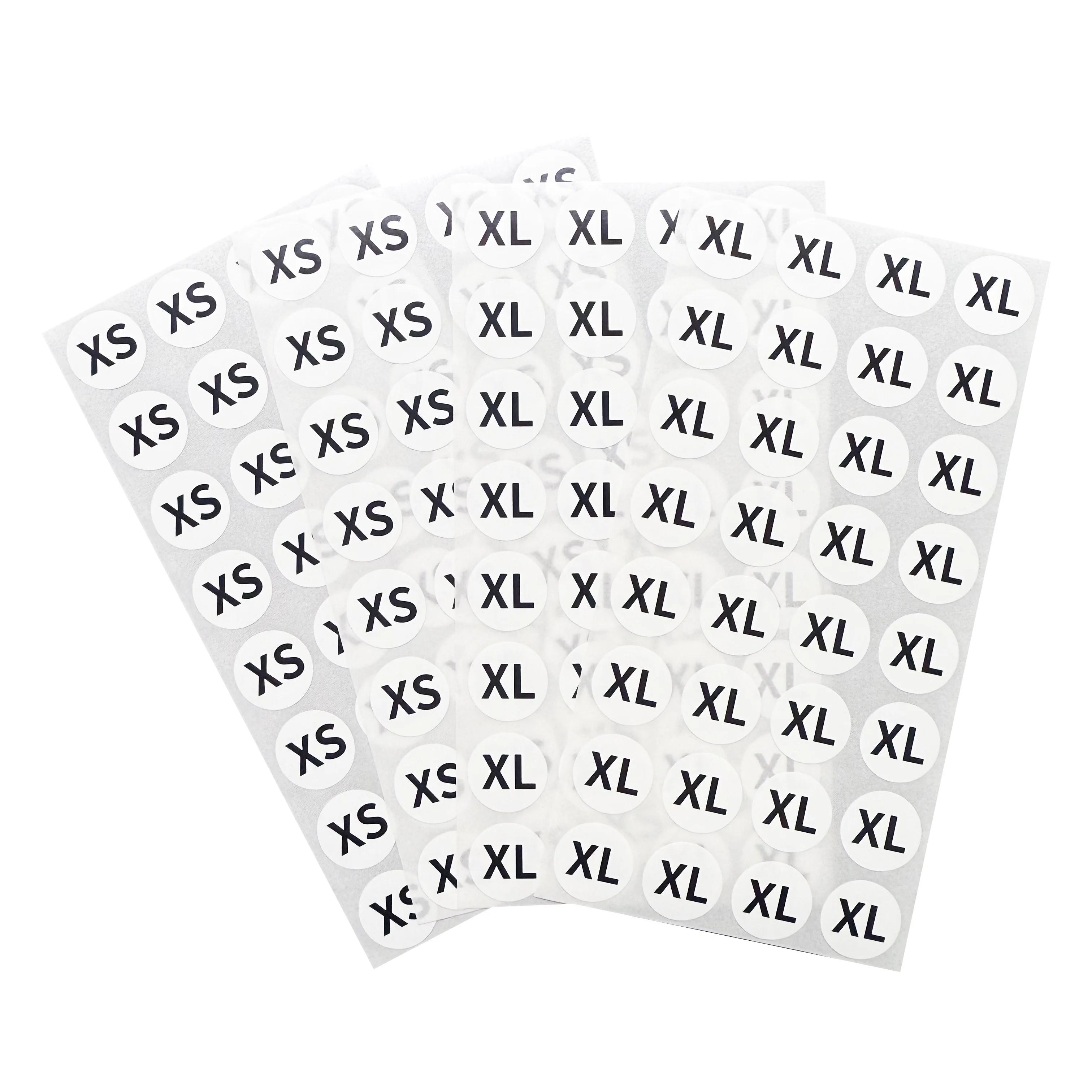 300개 15mm S M L XL 의류 사이즈 분류 스티커 공장 의류 사양 라벨 맞춤 텍스트 방수 스티커