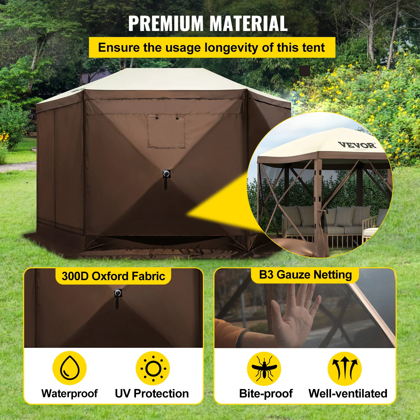 Waterproof Oxford Fabric Camping Gazebo Tent for Outdoor Events