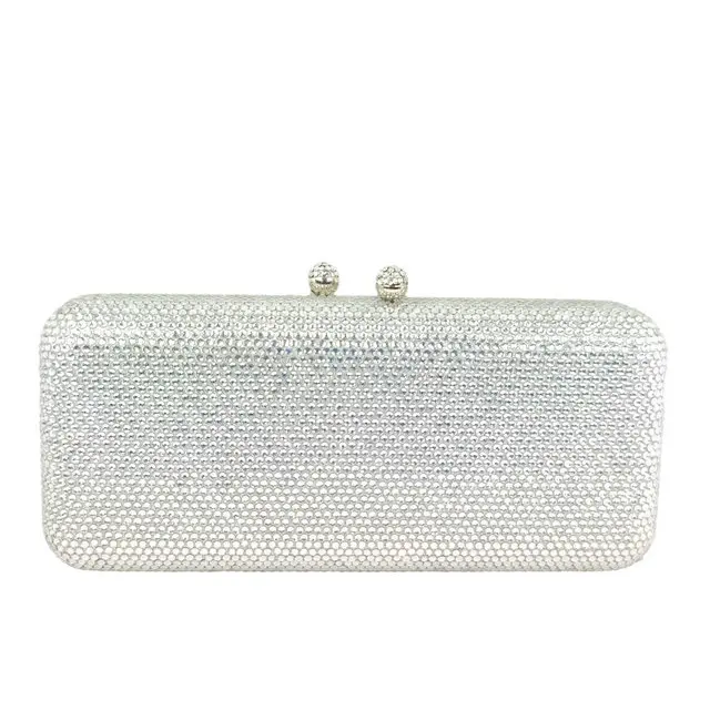 Boutique De FGG Minaudiere - Bolso De Mano De Cristal Para Mujer, Bolso De Mano Con Diamantes De Imitación Para Fiesta, Bolsa De Boda, Mini, Azul, Pequeña