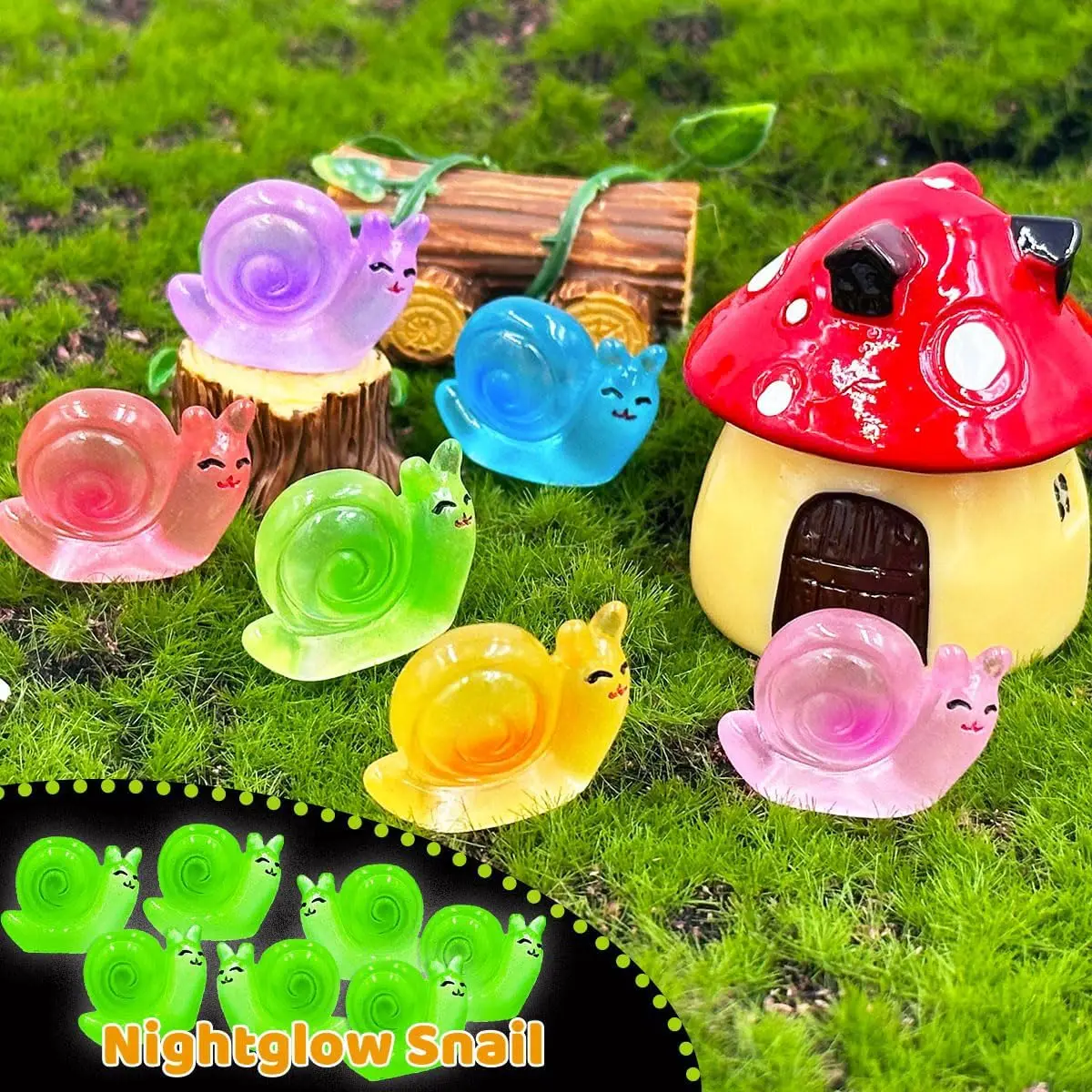 Cute Snail Miniatures - 4-Pack Fairy Garden Decor For Pots, Bonsai, Desk, Cake Toppers - View #3