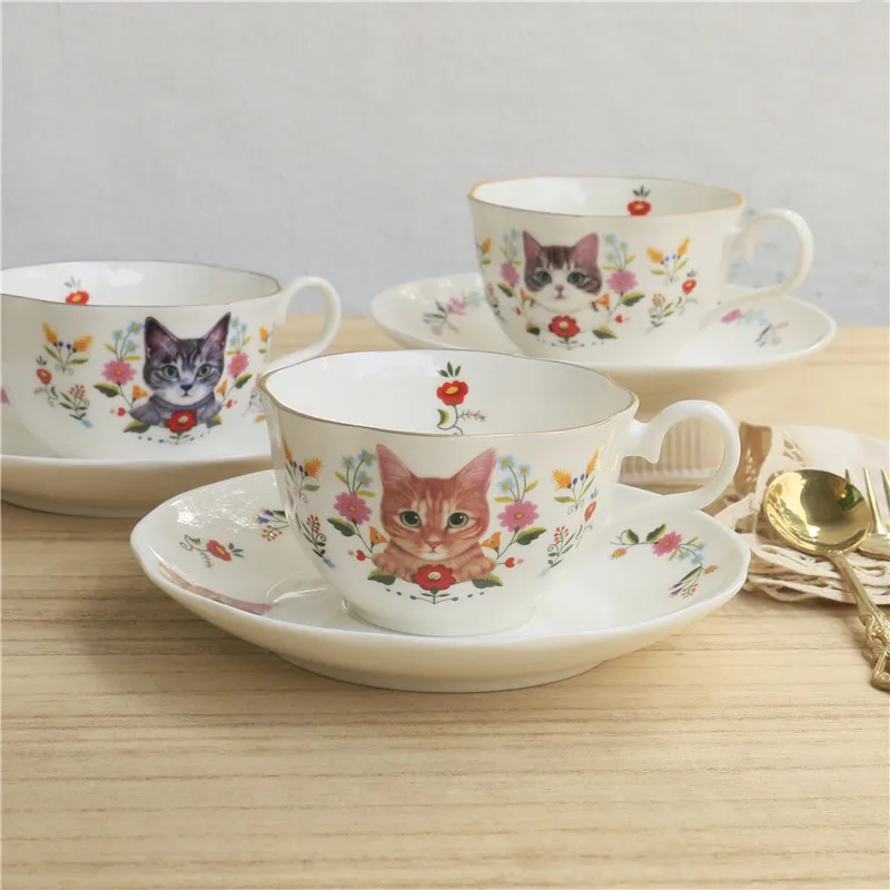 

Japanese F cute kitty afternoon Saucer set Mug Caffè Americano cup