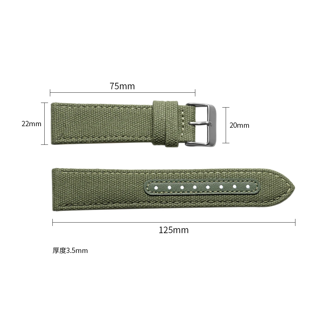 Vintage Nylon Watch Strap, Handmade Quick Release Bracelet, Black Khaki Green