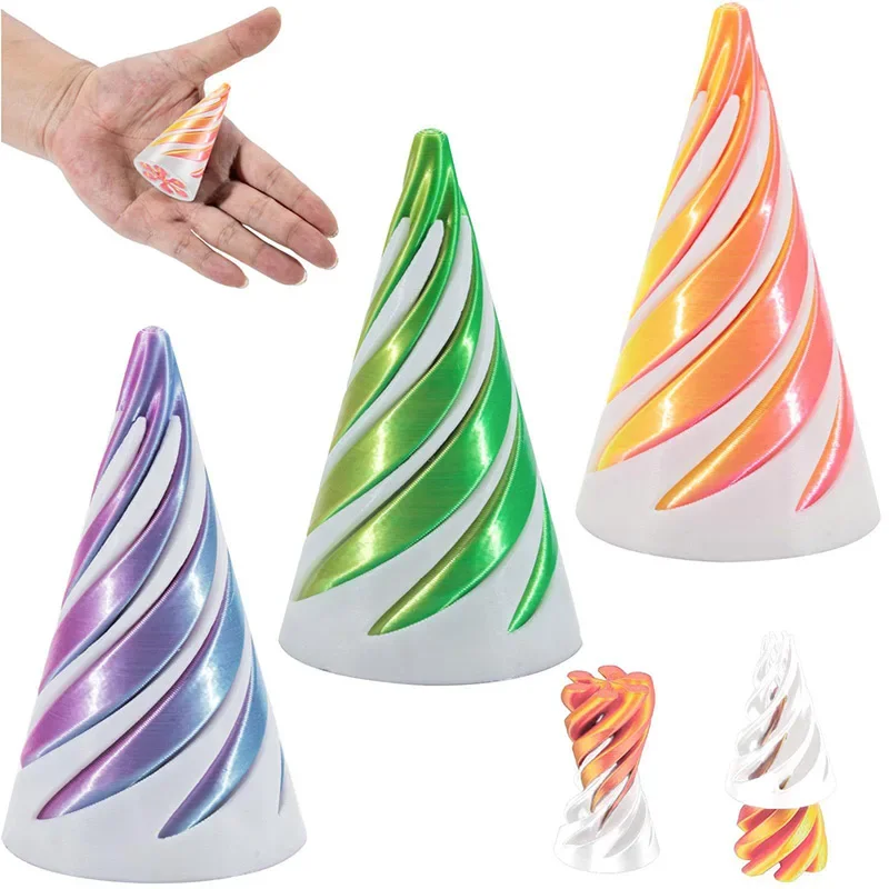 3d Cone Shaped Spiral Rotating Game Screw Stress Reducing Passthrough Sculpture Vortex Thread Illusion Ornaments Home Decoration ornament crafts resin ornaments miniature ornament resin crafts resin wedding buttons mini stress relief toy