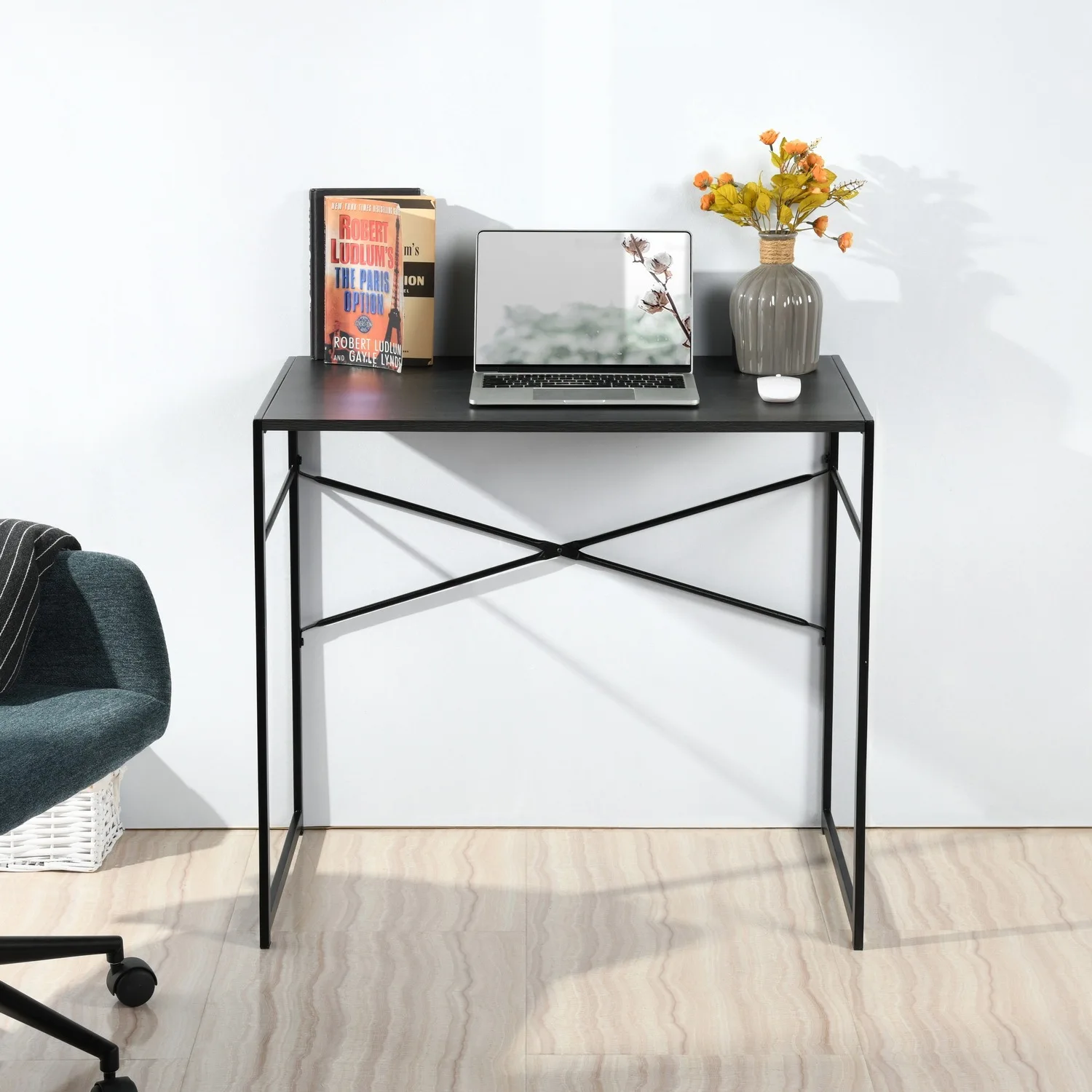 

Modern 39.4" inch Black Computer Desk with Simple Design, Sturdy Industrial Office Desk and Study Table for Home Office Use