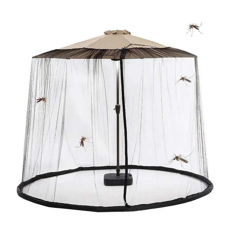 

Patio Umbrella Net Adjustable Polyester Bugs Netting Round Garden Patio Umbrella Accessory With Double Zipper Door For Outdoor