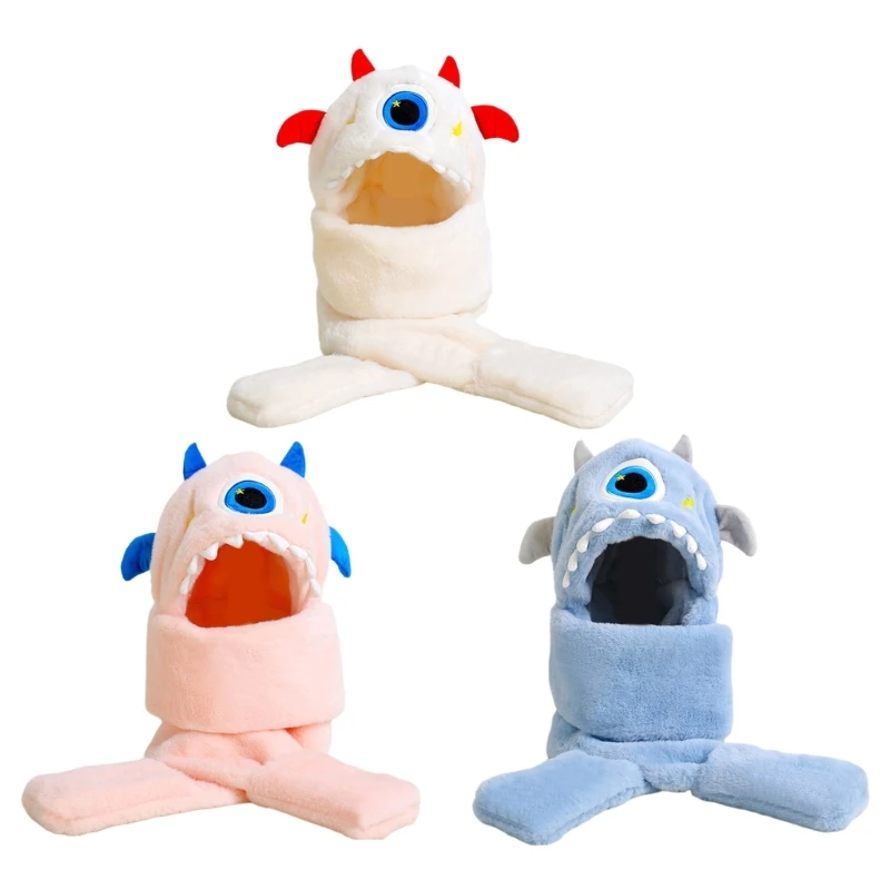 

Winter Single Eye Alien Shaped Hat Scarf Gloves for Kids Toddlers 3-8 Years
