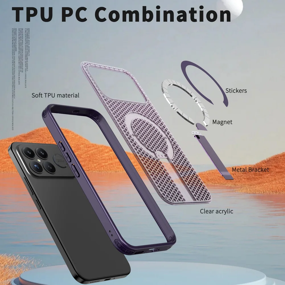 Honeycomb Cooling Stand Holder with Magnetic Ring Case - Premium Protective Cover