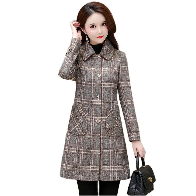 Antarctic Plaid Trench Coat Pocket Coat Female 2023 Spring And Autumn New Fashion Loose Slim Temperament Long Coat Ladies Tide