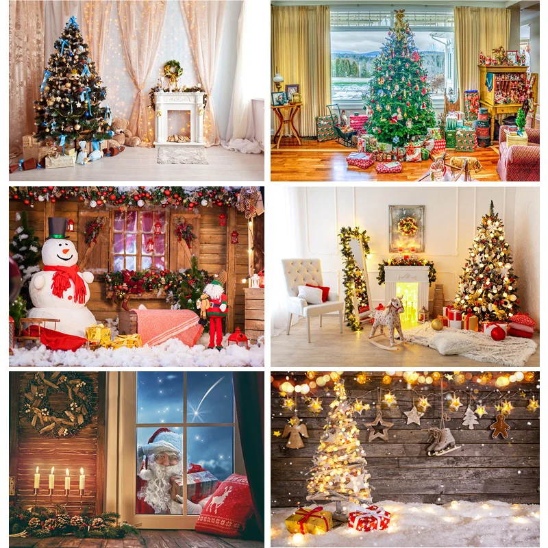 

Christmas Theme Photography Background Indoor Christmas Tree Baby Portrait Backdrops For Photo Studio Props 21905 STL-03