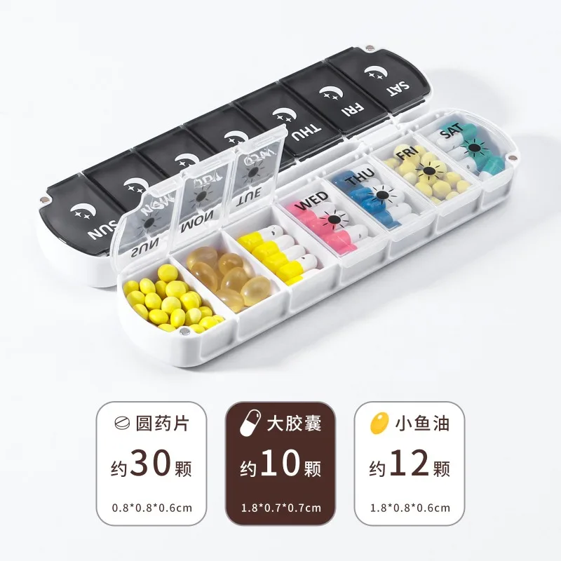 7-Day Foldable AM/PM Pill Organizer - Portable Transparent Case for Supplements & Vitamins