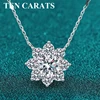 TEN CARATS 1-2CT Moissanite Necklace Flower Pendant 925 Sterling Silver Elegant Jewelry Gift for Women Wedding Party Anniversary