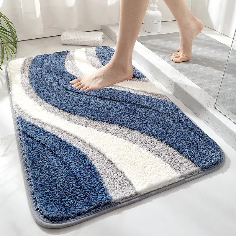 

2023 Blue Striped Plaid Peach Skin Velvet Pillowcase Sofa Pillowcase Cushion Cover Rug Kitchen Mat