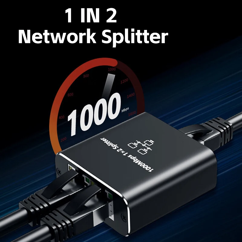 Network Splitter 1 IN 2 1000Mbps RJ45 Gigabit Converter Ethernet 8P8C Extender Plug