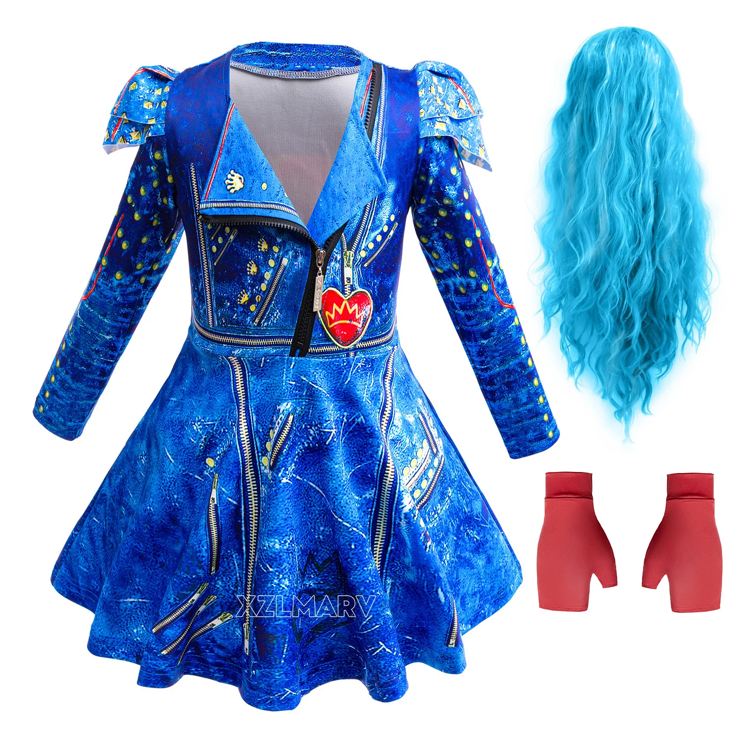Girls Descendants 3 Mal costume for girls Evie cosplay costume child fantasia Halloween clothes wig birthday party fancy dress