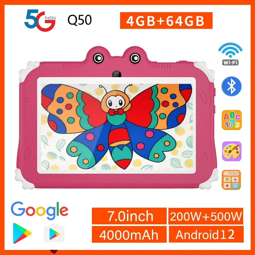 new-edition-70-inch-kids-tablet-pc-android-12-os-4gb-ram-64gb-rom-4000mah-battery-built-in-children's-software-5g-wifi