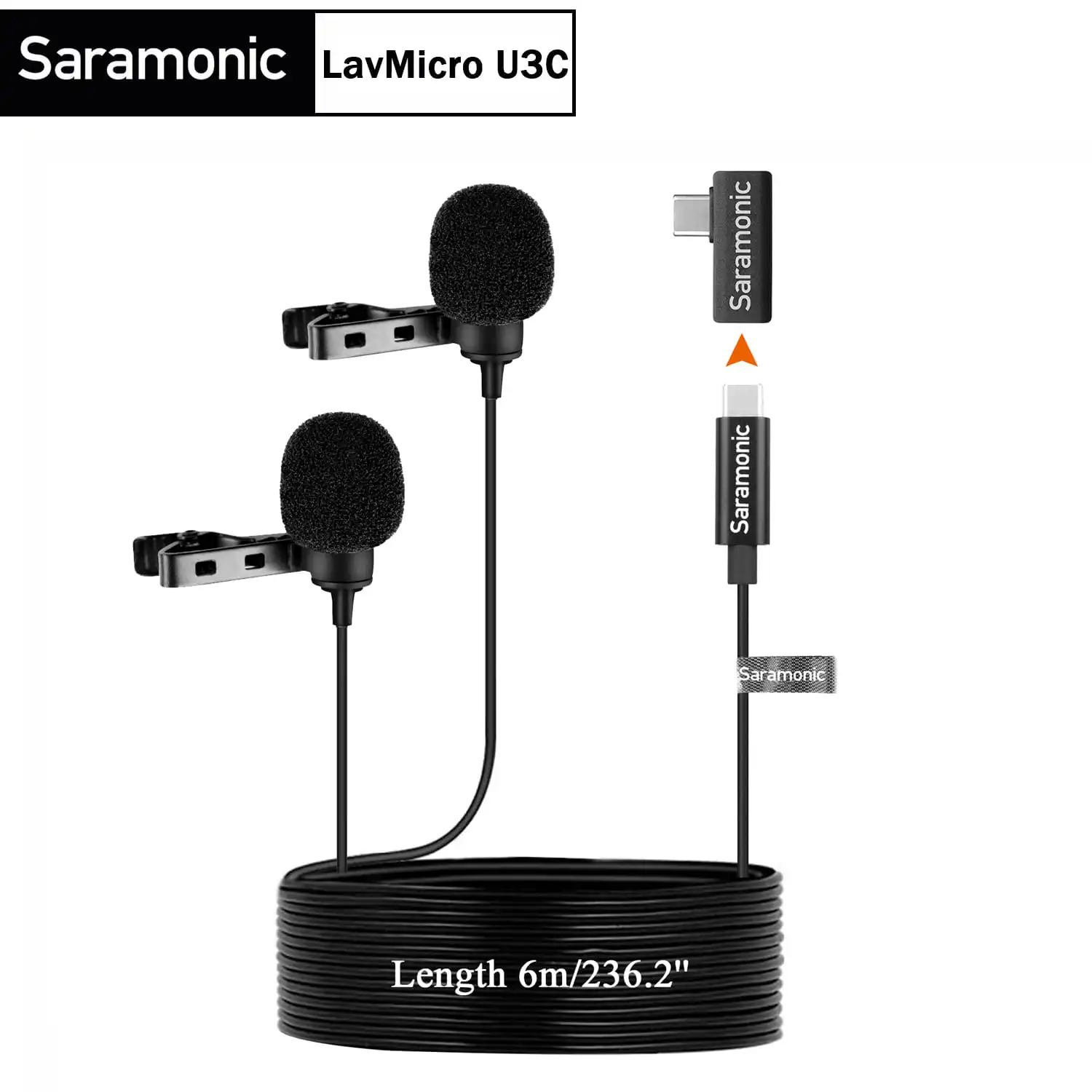 

Saramonic LavMicro U3C Microphone Dual Lavalier Lapel Condensador Microfone Mic 6 Meters Cable Compatible with Type-C Interface