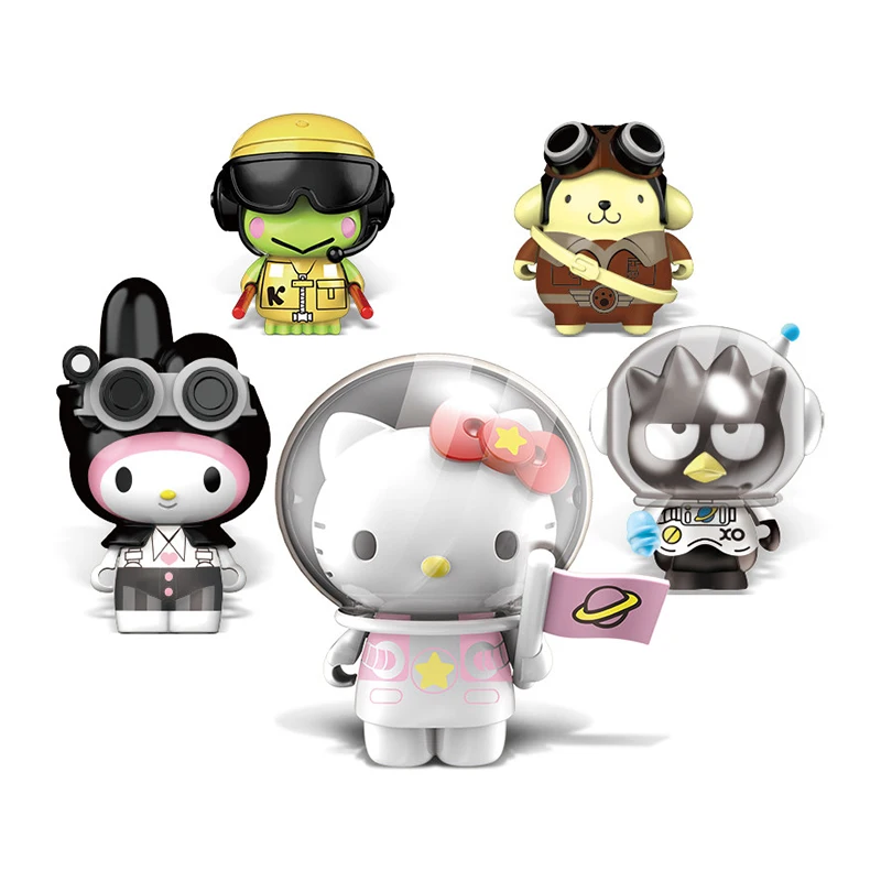 Hello Kitty 45th Anniversary Edition Sanrio Gacha Anime Figure Doll Capsule Toys Insert Building Block Gifts Sell One Randomly