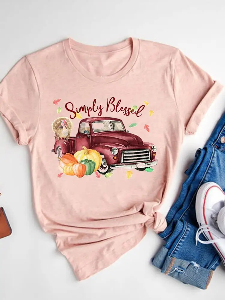 Halloween Fall Autumn T-shirt Ladies Thanksgiving Love Pumpkin Spice Basic Tee Top Clothes Women Graphic Print T Shirt173_voghion.com