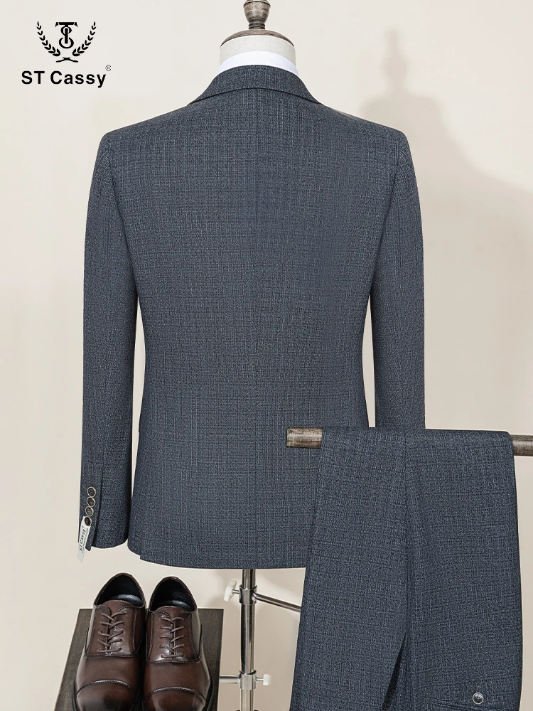 Men ST Cassy Suit Slim Fit Groom Wedding Blazers Party Dress Business Office three-piece
