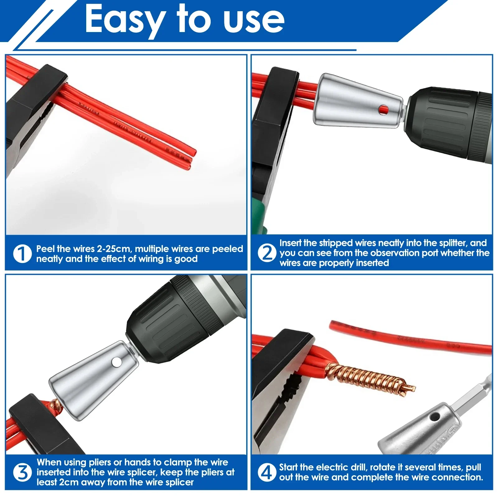 Electric Drill Wire Twister Tool 4.0mm&sup2; High Speed Stripping and Twisting for Efficient Electrical Work