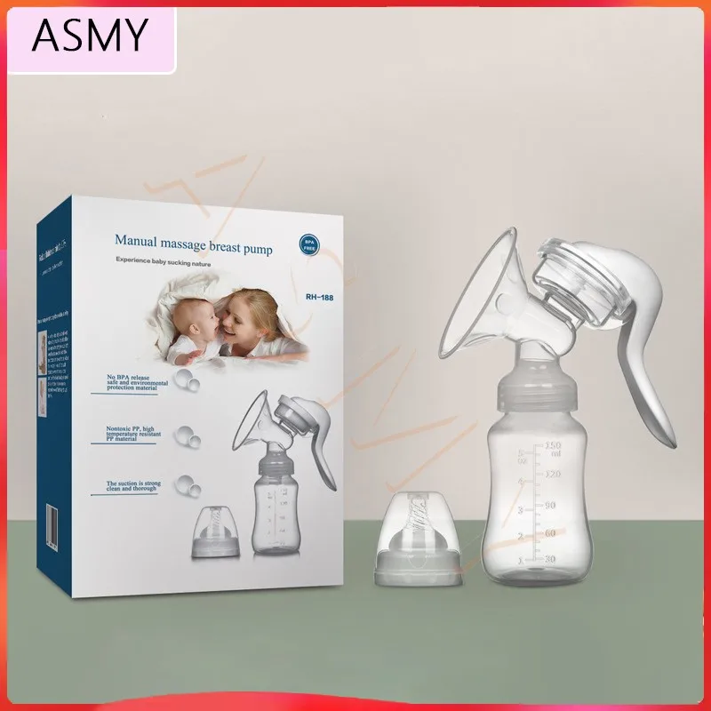 Zimeitu Manual Silicone Breast Pump Powerful Baby Nipple Suction 150Ml Feeding Milk Bottles Breasts Pumps Bottle Sucking For Mom