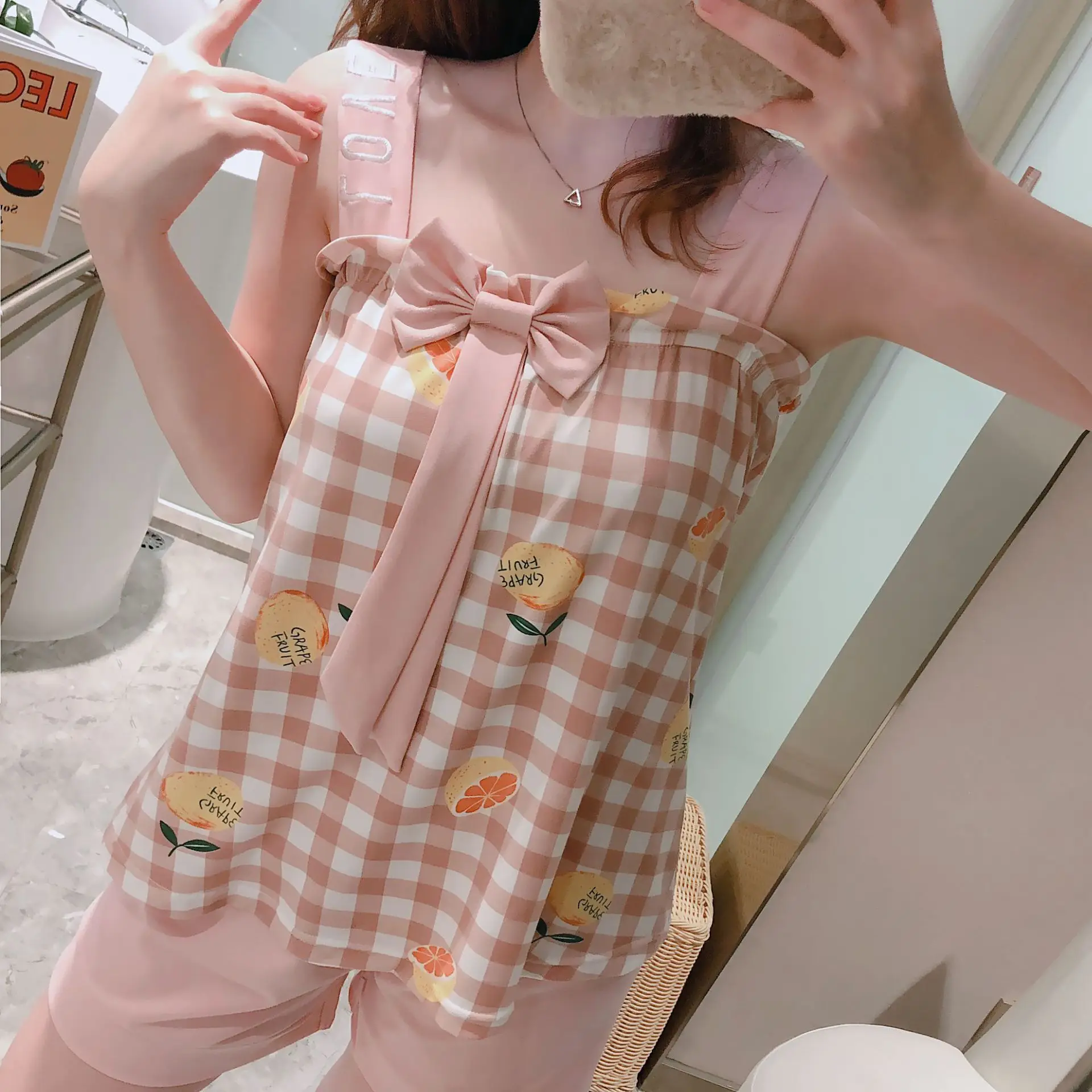 Women's Pajamas Sets Cartoon Sexy Cotton Female Pyjama Pijama Cami Top Shorts Suit Summer Sleepwear Loungewear Home Clothes