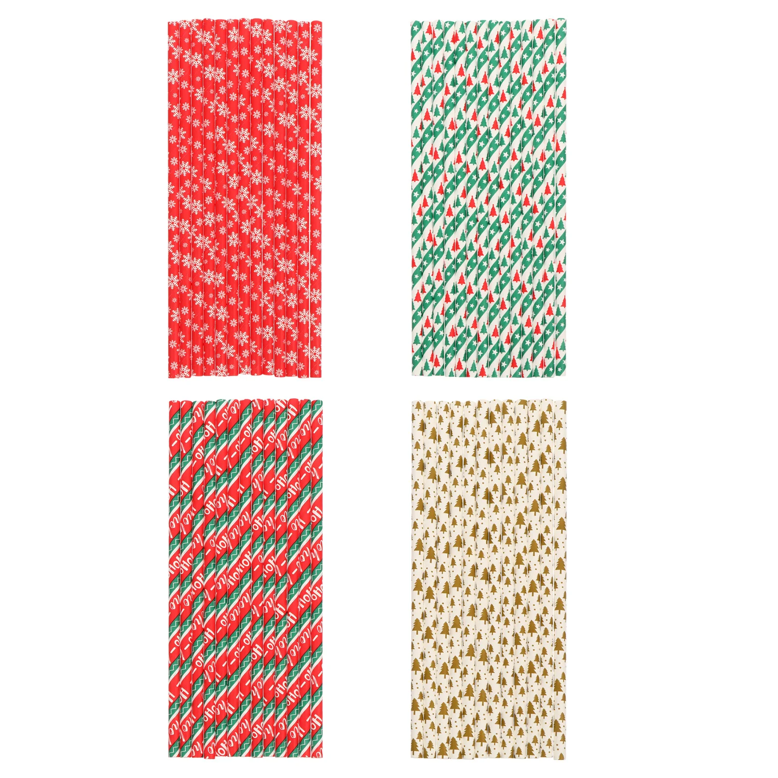 100 Pcs Christmas Straws Drinking Xmas Kraft Paper Party Prop Decoration Banquet