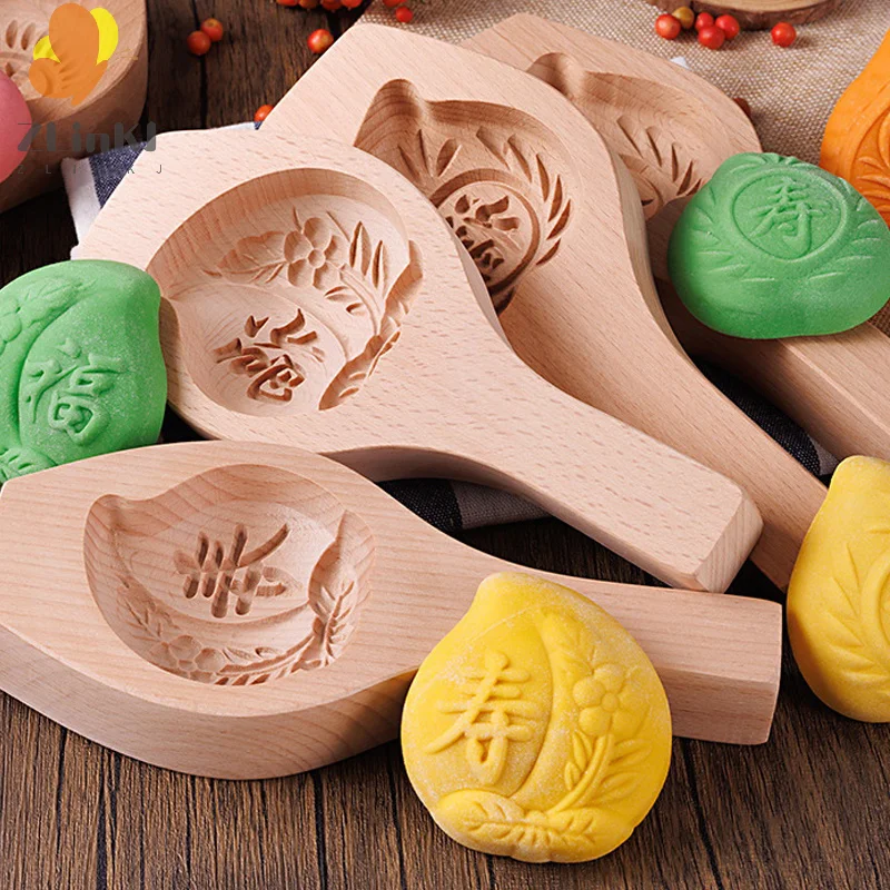 Manual DIY Wooden Steamed Bread Mold Moon Cake Fruit Biscuits Pasta Bag Steamed Stuffed Bun Tool Household Baking Artifact