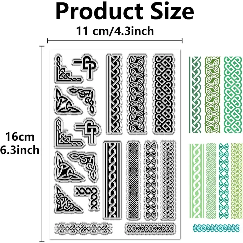 1Set 2Pcs Celtic Knot Clear Rubber Stamps Reusable Trinity Knot Frame Transparent Silicone Stamp Seal Vintage for Easter clear stamps clear rubber stamps