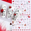 6PCS 3D Valentines Day Nail Art Sticker Lover Letter Cute Girl Cartoon Slider Full Wrap Stickers On Phone Nail Art Accessories 3