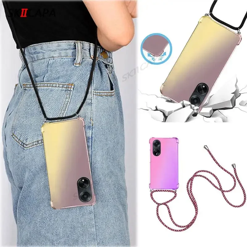Shockproof Silicone Lanyard Crossbody Phone Case with Airbag Protection