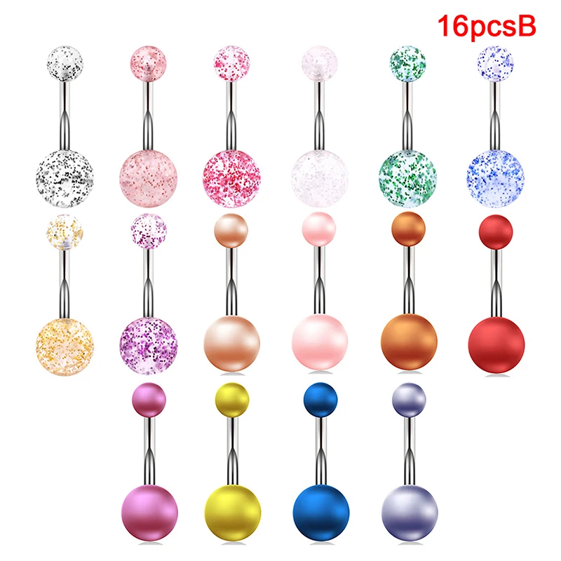 

5/10/12/16pc/Set Cute Dangle Belly Ring Pack 14G Navel Piercing Bulk Sexy Belly Ring Set Belly Button Ring Lot Piercing Jewelry