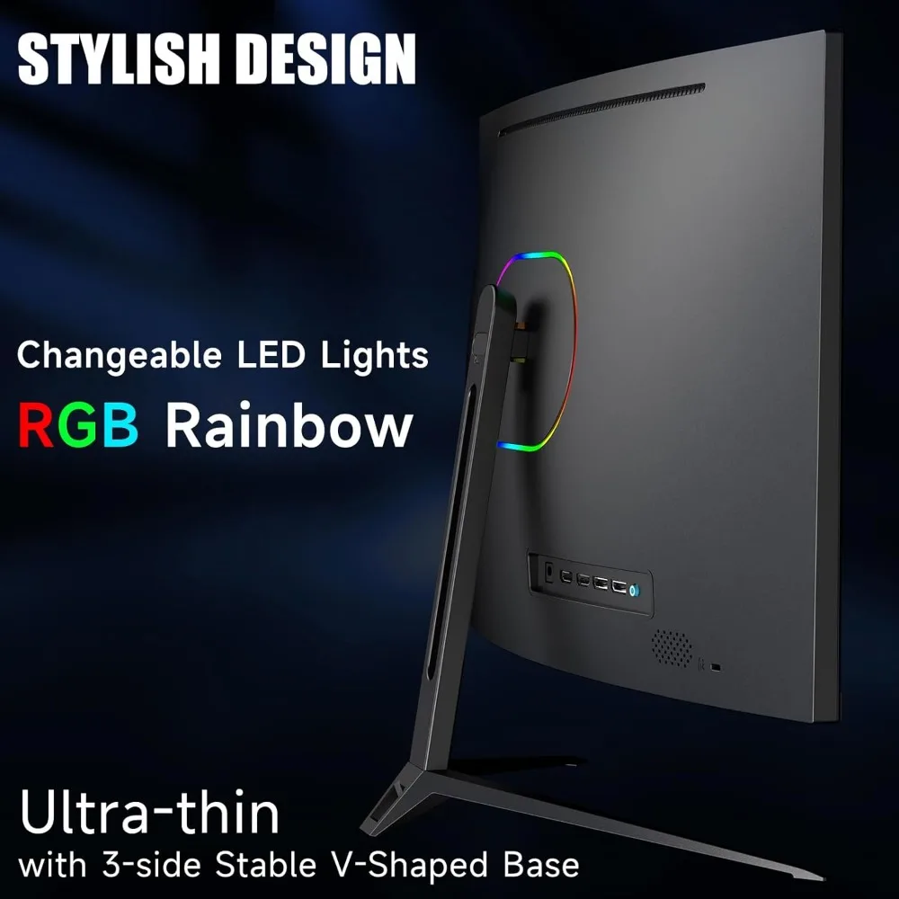 27-inch FHD VA Gaming Curved Monitor with Rainbow Lights, 240Hz Refresh Rate, Eye Care 1080P Display, FreeSync G-Sync 3