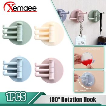 180 ° 3 가지 회전식 심리스 접착 후크, 강력한 베어링 스틱 후크, 주방 벽 행거, 욕실 주방 용품 후크