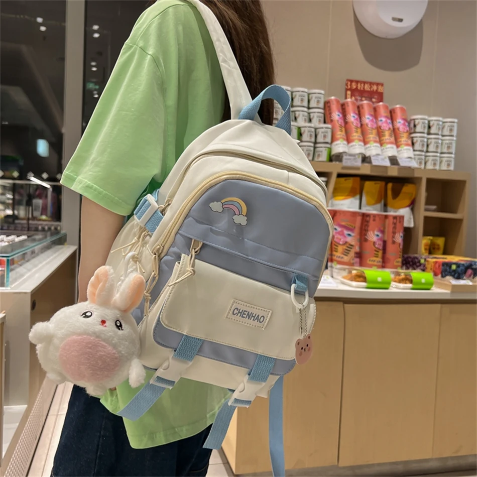 New Cute Backpack Purses Women Waterproof Nylon School Book Bags