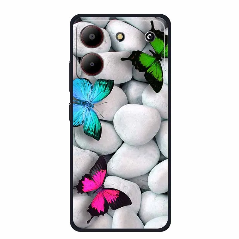 Luxury 6.6 TPU Soft Silicone Back Cover with Floral Cartoon Design