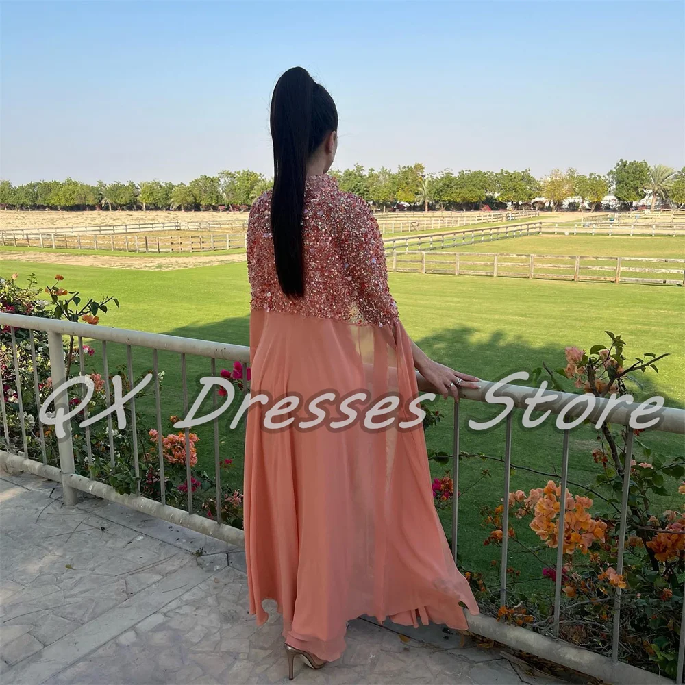 Pleat Strapless Straight Prom Dresses with Sequined Applique Cape Ankle-Length Exquisite Party  فساتين للحفلات الراقصة